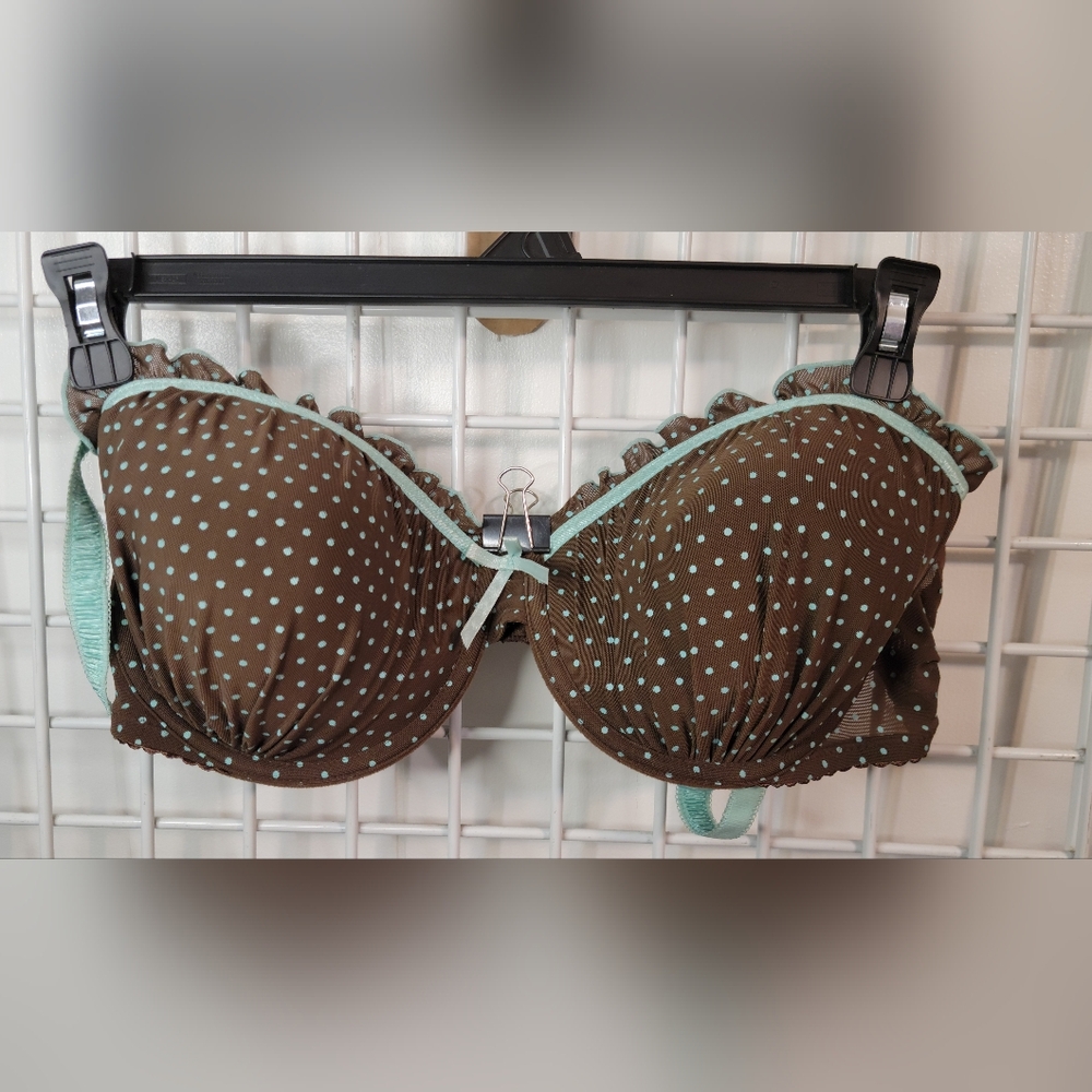 Q-T Intimates Brown and Mint Polka Dot Bra, 197